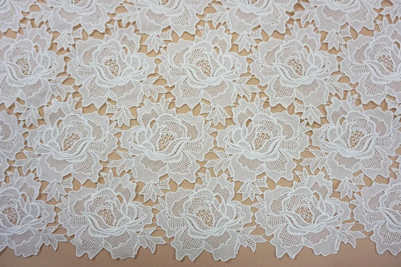 Tissu en dentelle blanc cassé pour robe de mariée, mode pour patients, savoir par cour