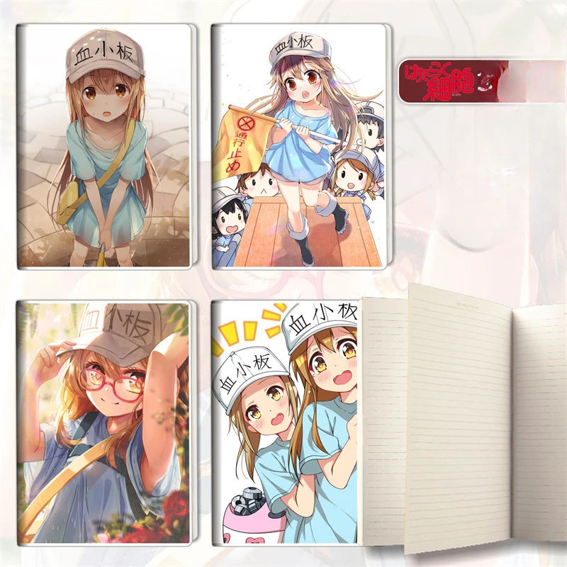 65PCS White Blood Cell Platelet Popular Animation Two-dimensional Peripheral Rubber Sleeve Notebook Student Stationery Gifts