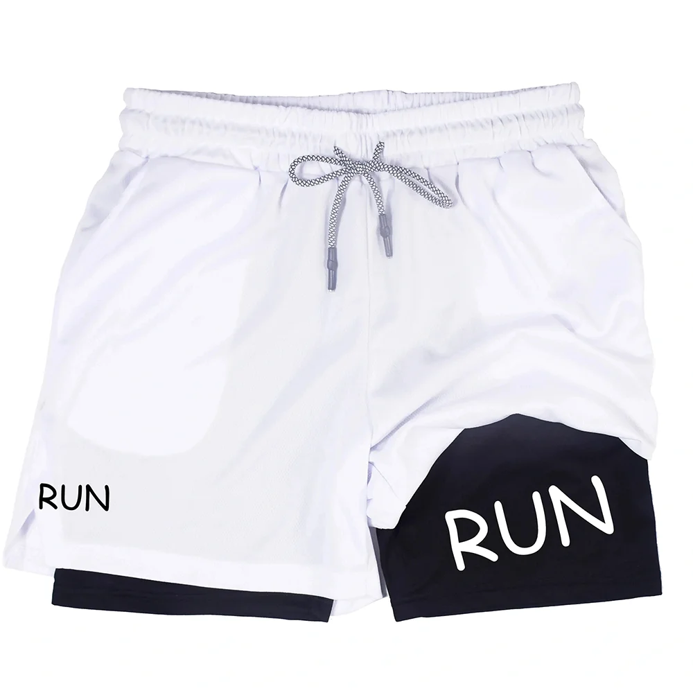 Men's Printed Athletic Shorts: 2-in-1 Quick-Dry Training Shorts, Summer Double-Layer for Running and Gym RL10050