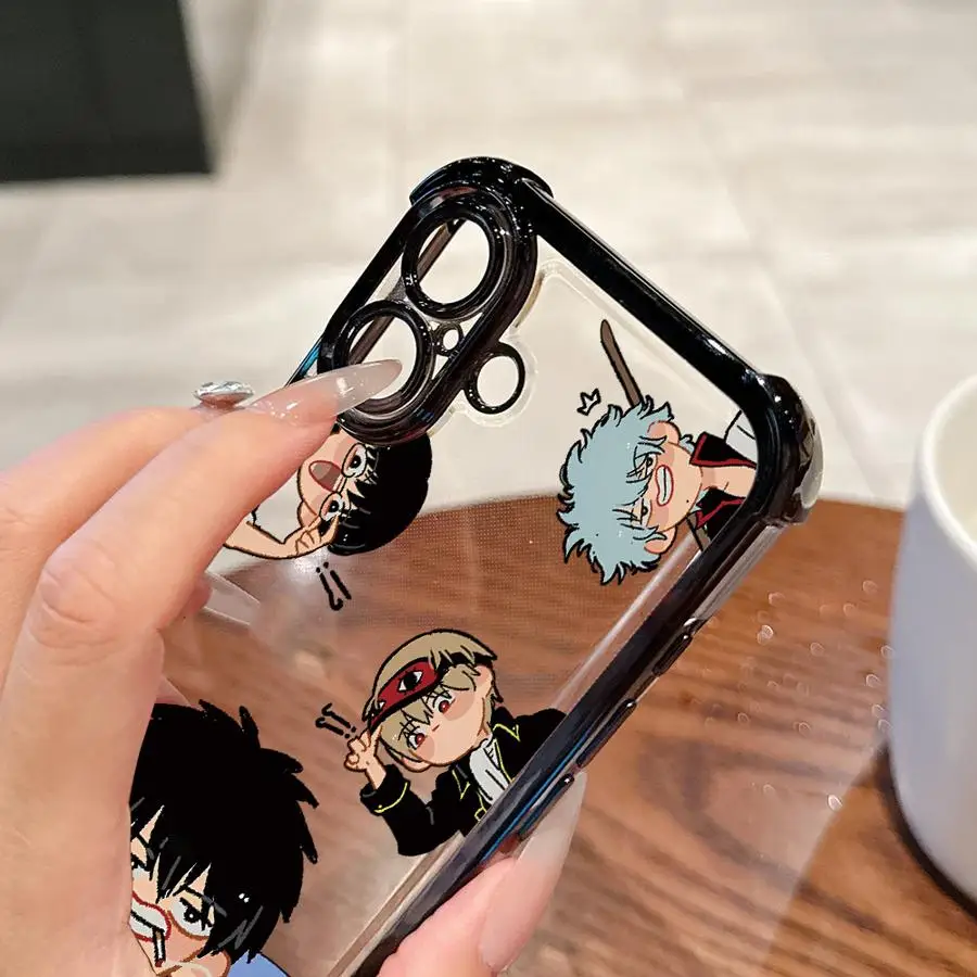جين تاما مضحك أنيمي جراب هاتف آيفون 16 15 14 زائد 17 الهواء 16e 13 12 11 برو ماكس غطاء ناعم #4