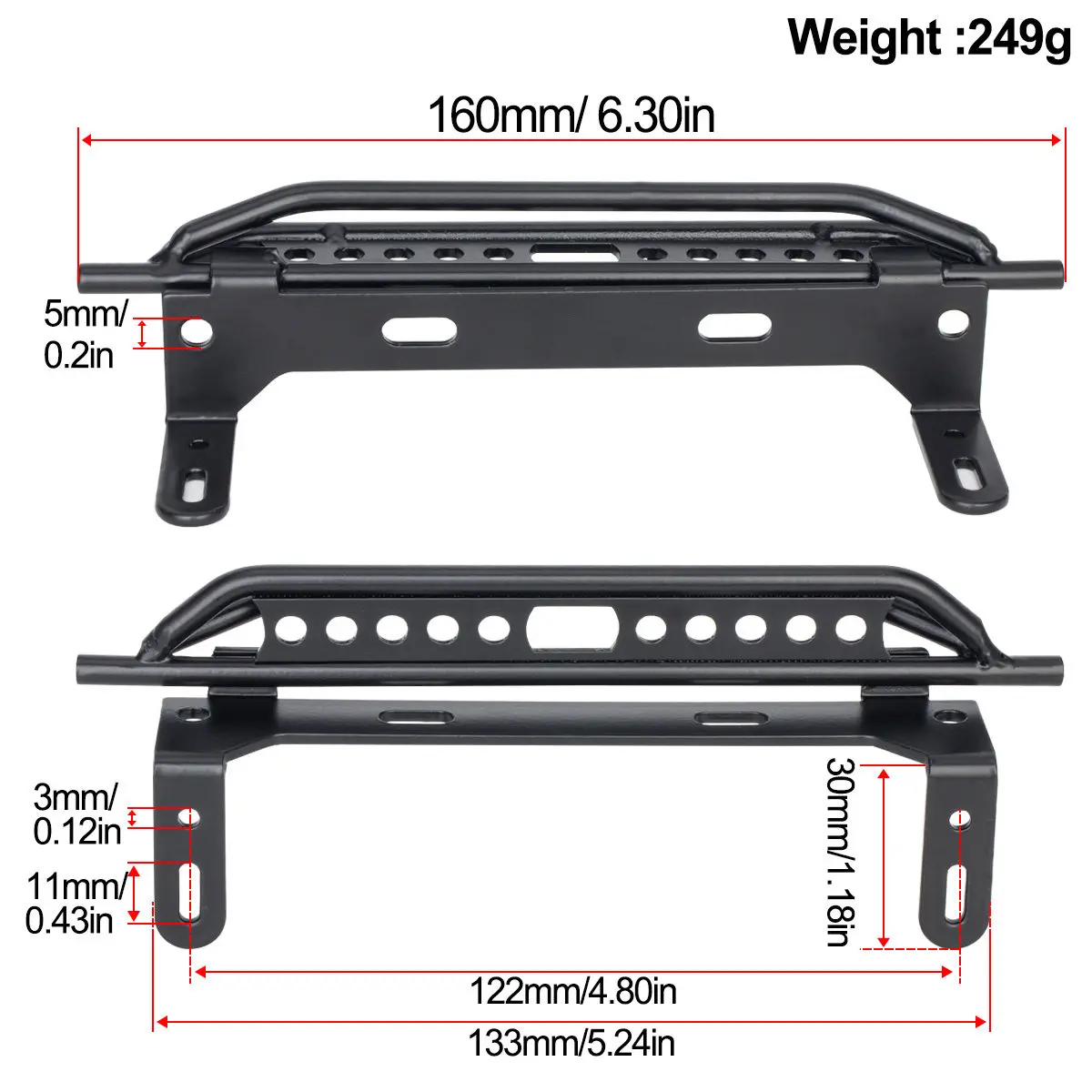 1/10 RC Crawler Metal Side Steps Pair Scale Side Pedals Compatible with TRX-4 RC Car Upgrade Modification Accessories