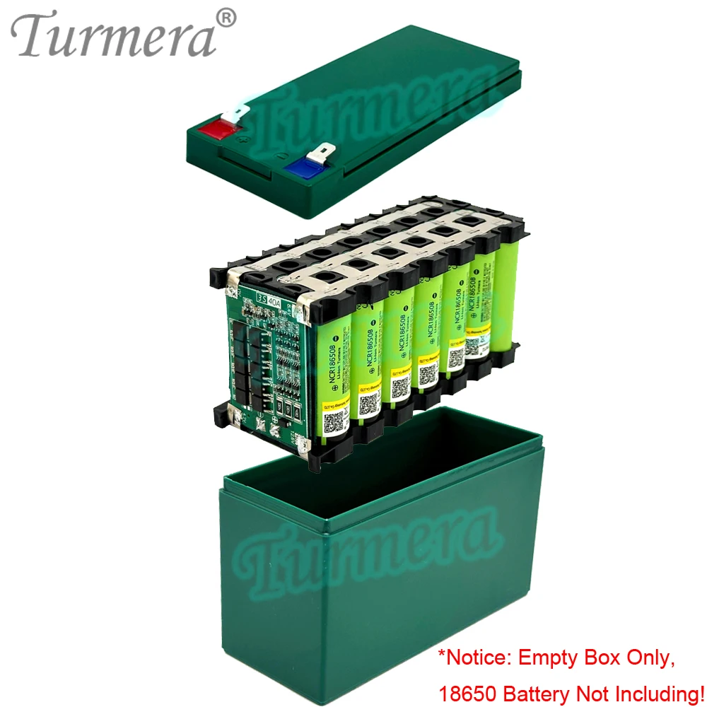 Turmera 12V Battery Box 3x7 18650 Holder 3S 40A BMS with Voltage & Capacity Display for 12V Lead-Acid Batteries UPS Replace Use