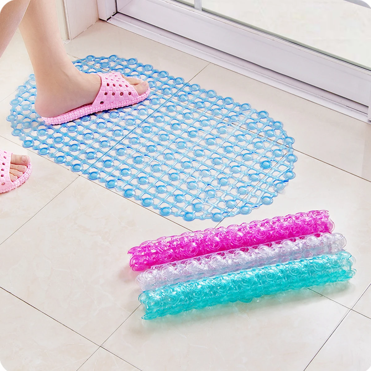

Bathroom Anti slip Mats Premium PVC Soft Wear resistant Eco friendly Suction Cups Firm Grip Shower Floor Mat