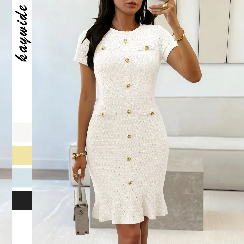 European American Style Slim Bodycon Button Dress Long Sleeveless Party Gown 2026