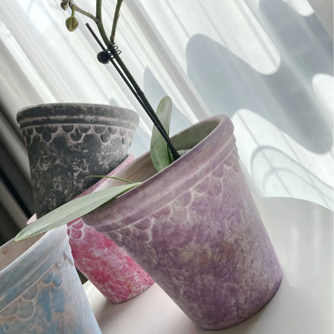 أواني زهور الفخار الأحمر، حدائق الفناء، مزارعي بساتين الفاكهة على شكل فراشة #4