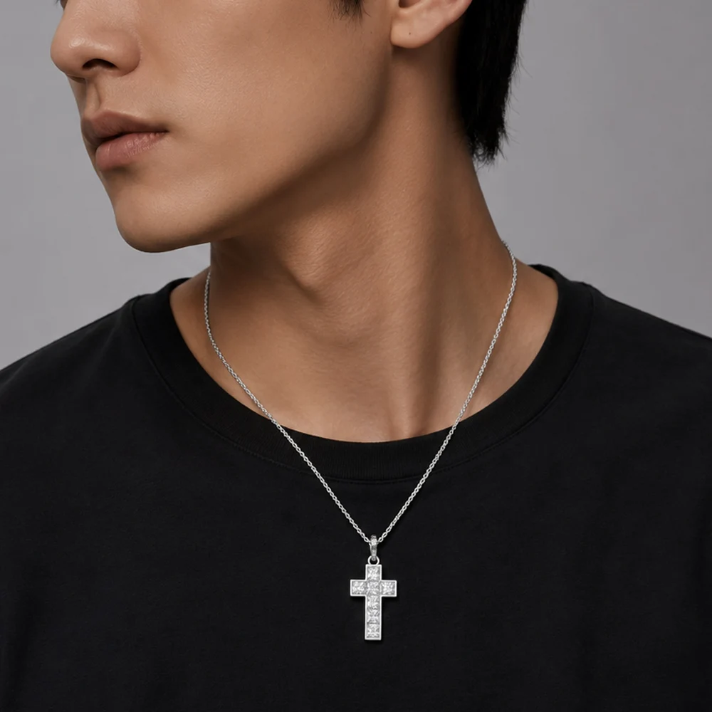 Pendant White Cross Brand New 925 Sterling Silver Glam Jewelry Europe Accessorie Trendy Gift For Woman view 2