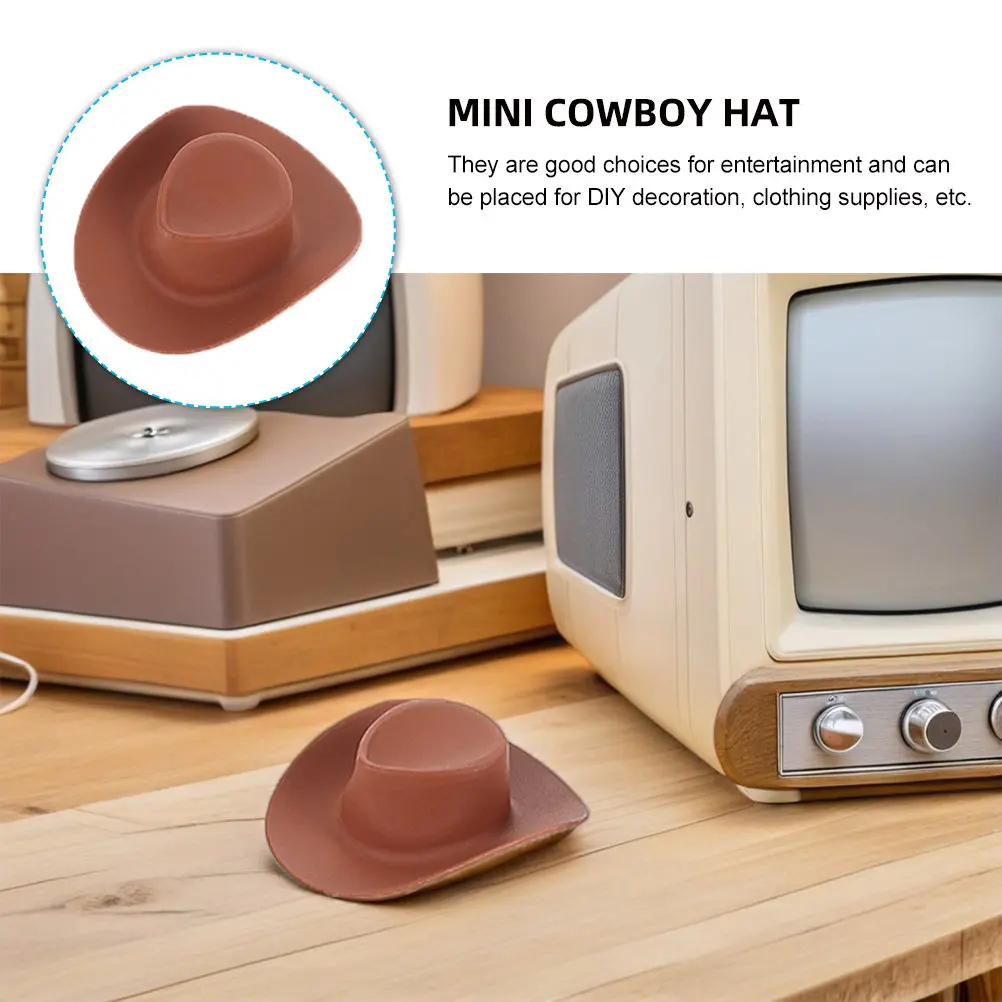 

40Pcs Mini Cowboy Miniature Plastic Hats Lightweight Small Hats for Dollhouse Crafting DIY Decoration Mini Hat