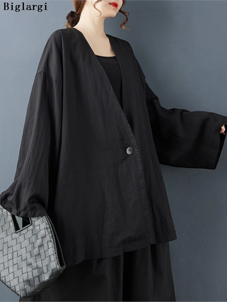 

Oversized Autumn V-Neck Coat Women Loose Pleated Casual Long Sleeve Ladies Jackets Fashion Woman Coats