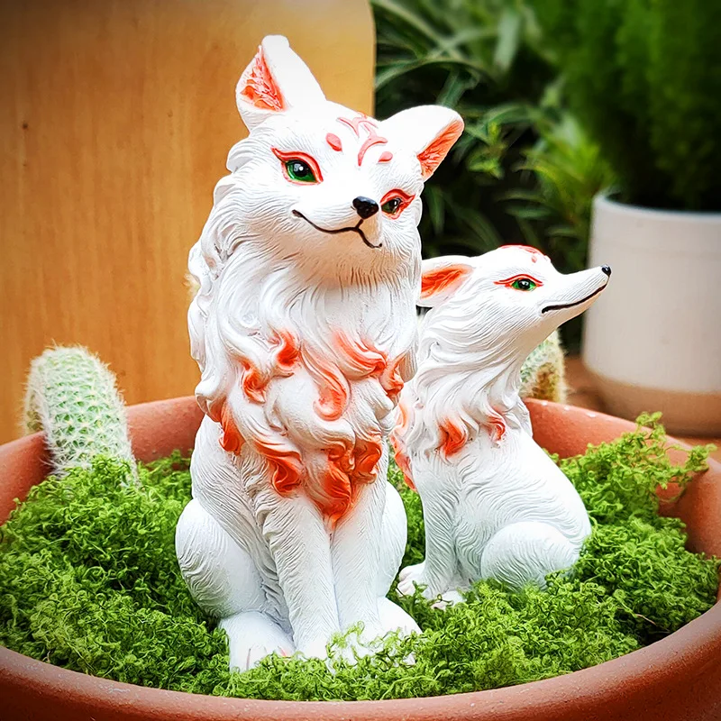 

Fox Ornaments Nine-Tailed Fox Decorative Accessories Garden Art Figurine Decoration Resin Animal Sculpture Ornament Room Decor