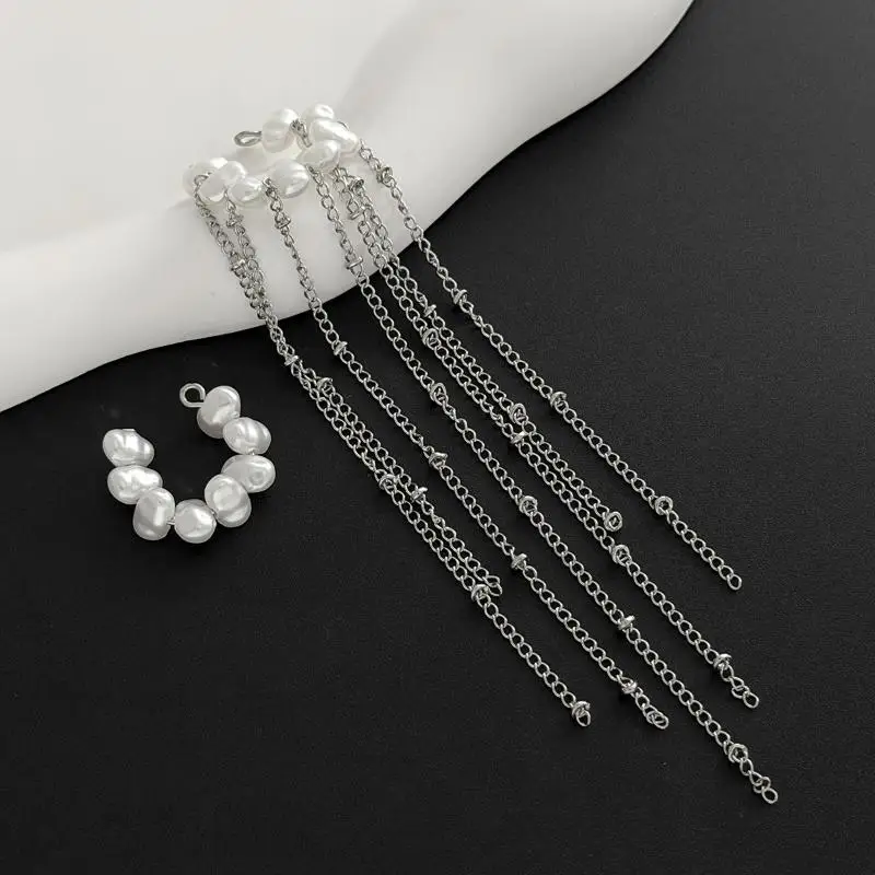 1/2Pcs Fashionably Simple Pearl Long Tassel Ear Cuff Ear Bone Clip Without Ear Hole For Women Fashion Statement Earrings Jewelry