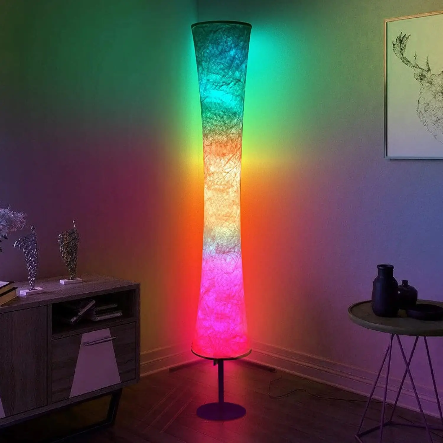 

59' Smart LED Floor Lamp, RGB Mood Light with Music Sync, Color Changing, App & Remote Control for Bedroom Living Room