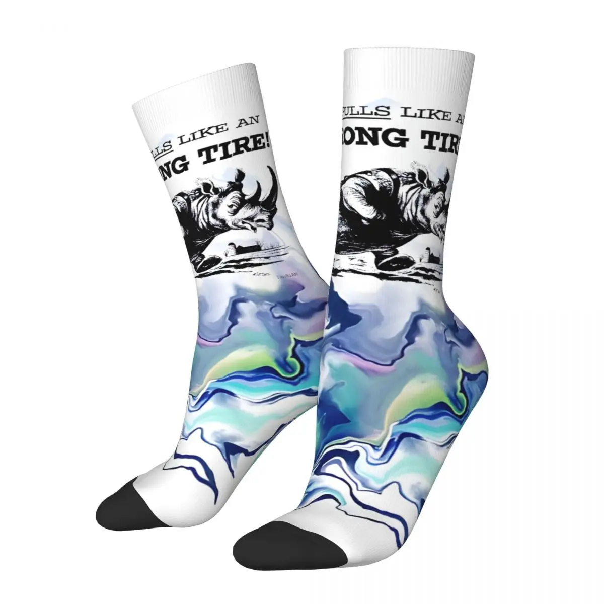 Vintage Transparency Men's compression Socks Unisex Rhino Harajuku Pattern Printed Novelty Crew Sock