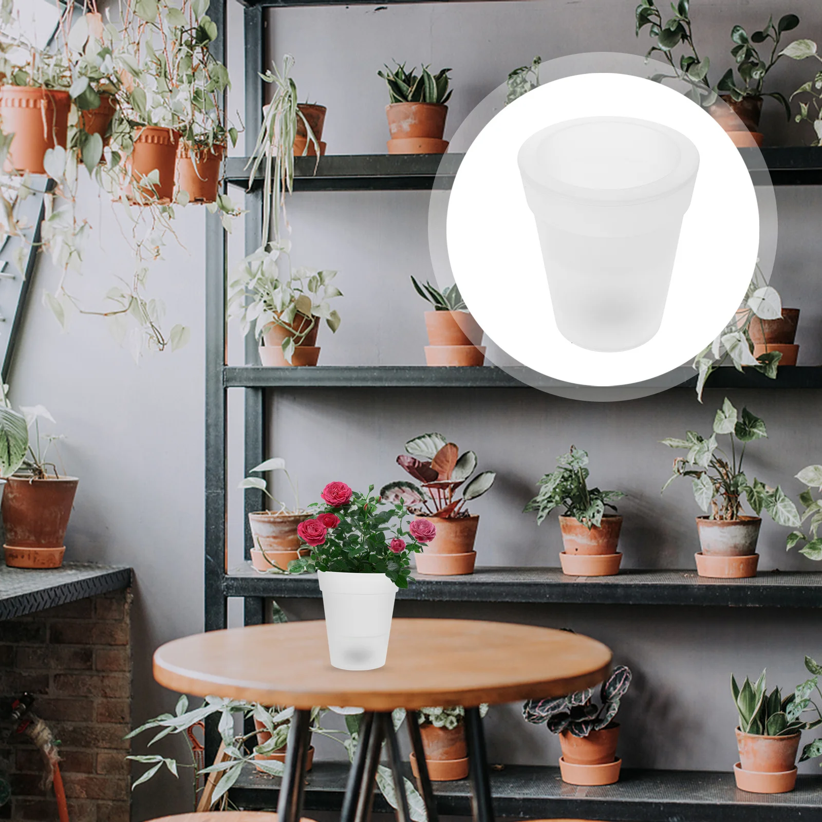 تعمل بالطاقة الشمسية زهور ضوء قسط متوهجة حديقة ديكور LED زهرية مصباح مقاوم للماء المناظر الطبيعية LED وعاء الخفيفة #3