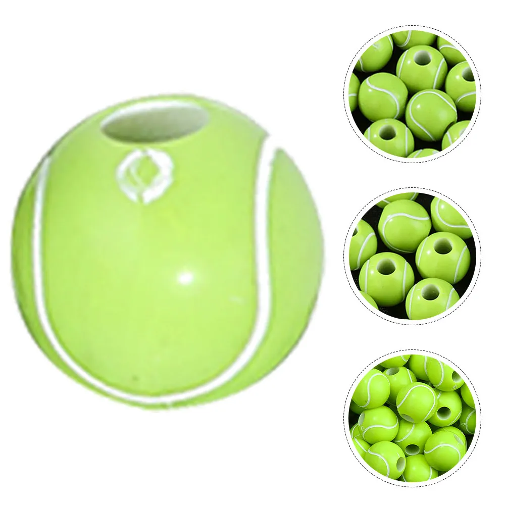 50Pcs Sports Tennis Beads High Quality Smooth Finish Wear Resistant Spacer Beads for DIY Jewelry Making Necklaces Bracelets