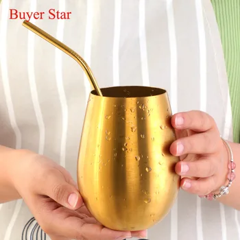 Bicchiere da birra in acciaio inossidabile da 500 ml Bicchiere da birra in oro rosa Bicchiere da cocktail Succo di latte Tazza da bere in metallo per bar Bicchieri da esterno