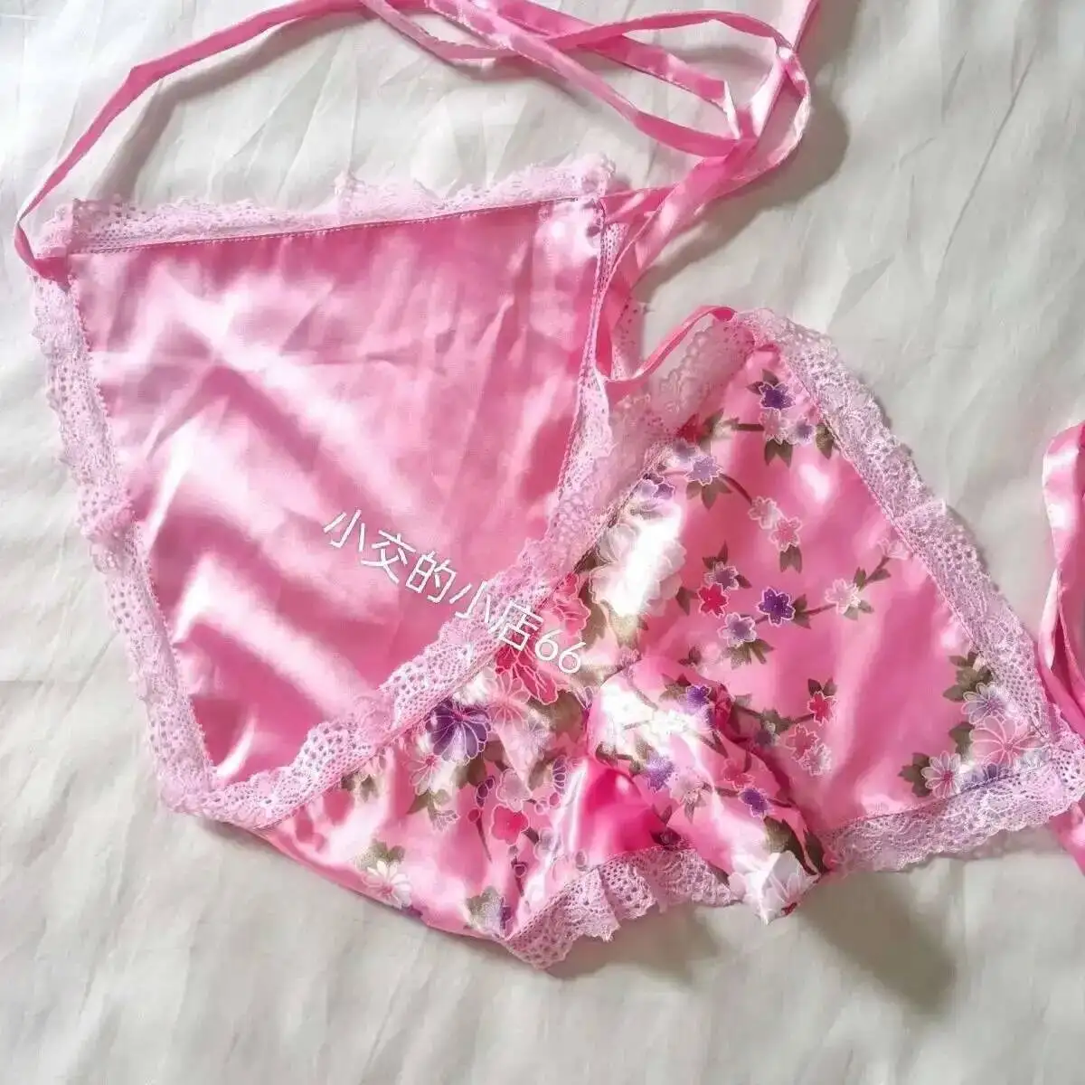 width23cmlength57cm Floral Print Men Lace Up Lingerie Panties Plus Size Underwear Sexy Medium Waist briefs
