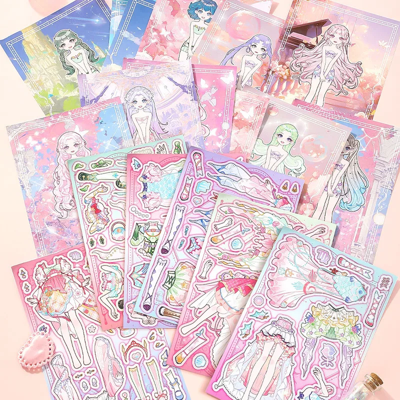 Xinmo Shining Girl Zodiac Princess Dress Up Sticker Books Makeup Change Stickers For Girls Art Craft Play Game Diy Decoration