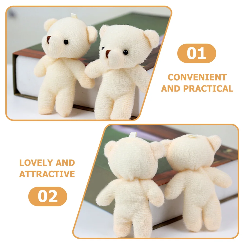 15 Pcs Mini Bear Pendant Stuffed Tiny Toy Cartoon Plaything Hanging Figurines Portable Adorable Soft Material Lifelike Detail