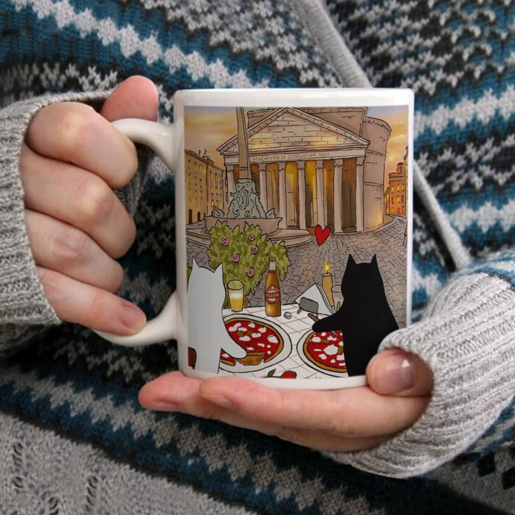 

Pizza in the PiazzaCoffee Mug Tea Cup 11oz Coffee Cup Funny Birthday Ceramic Mug Personalized Cup