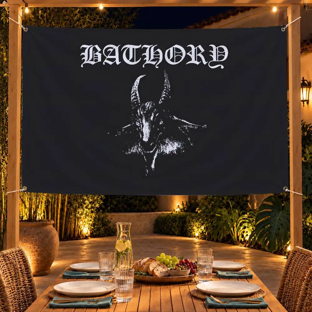 Gothic Band Bathory Indoor Outdoor Flag Banner Party Decor Hanging Wall Backdrop