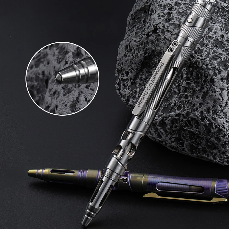 Outdoor Portable EDC Multi-function LED Light Titanium Alloy Tactical Pen Girl Car Breaking Bodyguard Tool