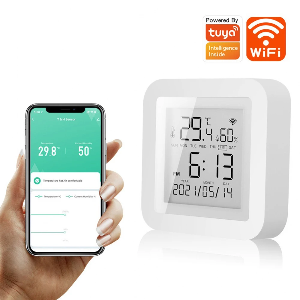 

Tuya WiFi Smart Thermometer Hygrometer USB/Battery Power Temperature Humidity Sensor Indoor Digital Temperature Humidity Meter