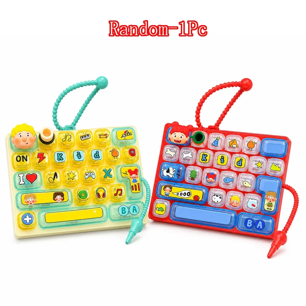 Creative 26-key Keyboard Keychain Pressable Keys Hanging Loop Stress Relief Decompression Clear Key Sounds Press Button Gifts
