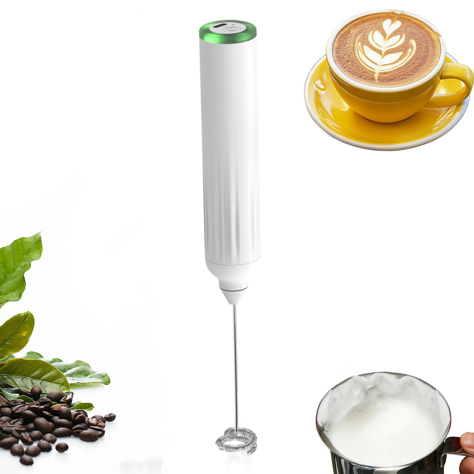 Milk Foamer 3 In 1 Stainless Steel USB Rechargeable Milk Foamer, Electric, Easy To Use In Kitchen