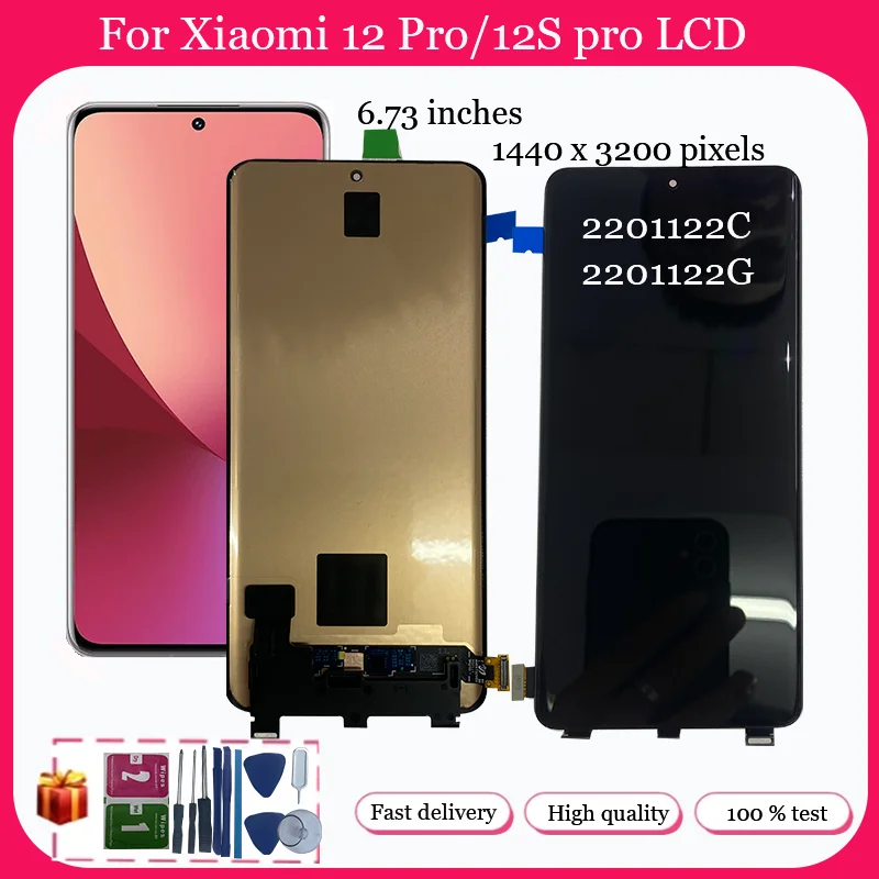 

6.73" Original For Xiaomi 12 Pro 12s pro Display Screen Touch Digitizer Repair Parts 2201122C 2207122MC 2206122SC Mi 12S Pro