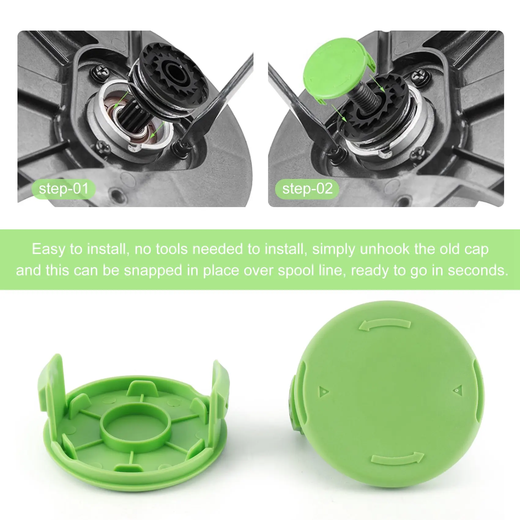 ABGH-2Pack Replacement Spools Cap Covers Parts 3411546A-6 For Greenworks 21332 21342 24 Volt 40V 80V Cordless Weed Eater