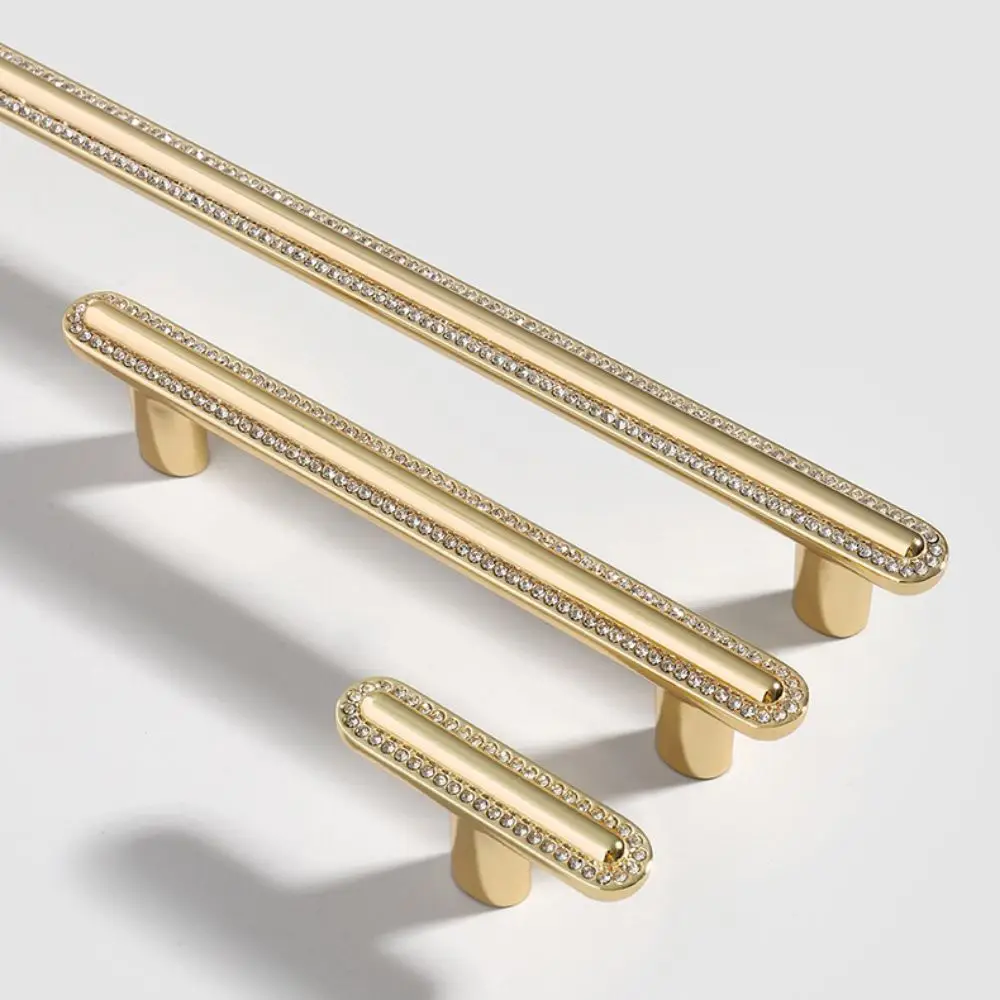 Zinc Alloy Cabinet Door Handle Light Luxury Style Diamond Crystal Wardrobe Door Knobs Nordic Style High-End Design