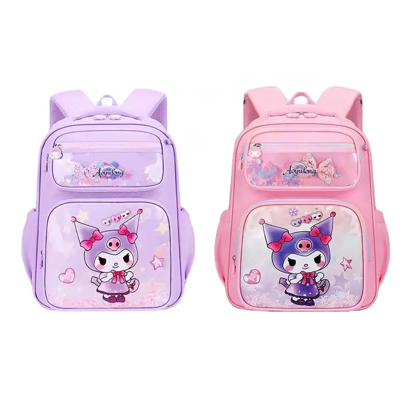 Sanrioed Anime Kuromi Large Capacity Backpack Cute Children Schoolbag Cartoon Student Stationery Shoulder Bag Gift for Friend