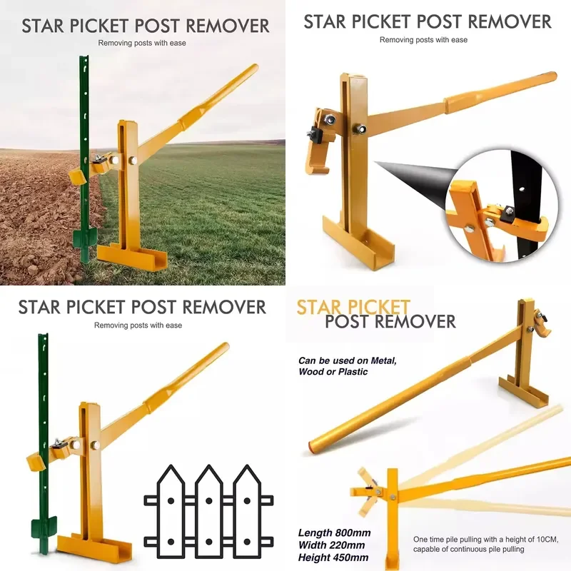 Multi-Functional Post Puller Fence Post Extractor Effortlessly Remove Compatible with Metal, Plastic, and Wooden Posts