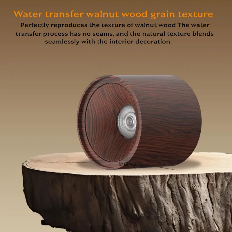 

Chinese-style walnut wood surface-mounted LED spotlights for living room and bedroom, COB ceiling lamps with glare protection