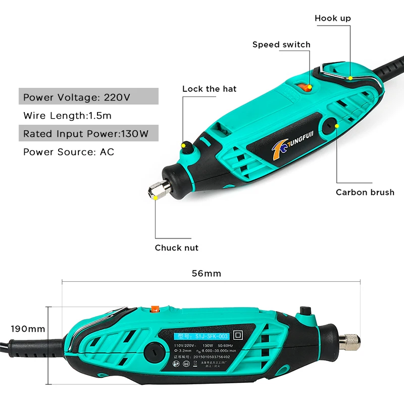 220V Mini Electric Drill Dremel Grinder Engraving Pen Grinder Electric Rotary Tool Grinding Machine Accessories Adjustable Speed