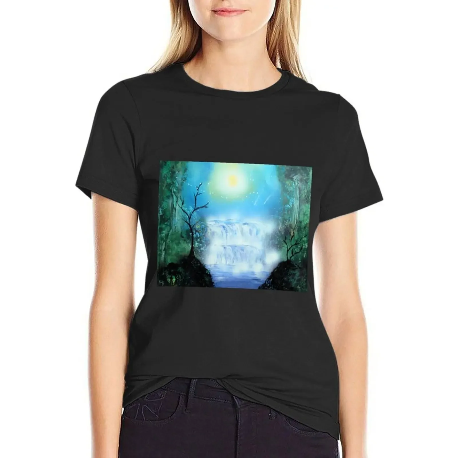 

Spray Paint Art- Double waterfall T-Shirt shirts graphic tees summer clothes plus size tops sweat ariat shirts for Women