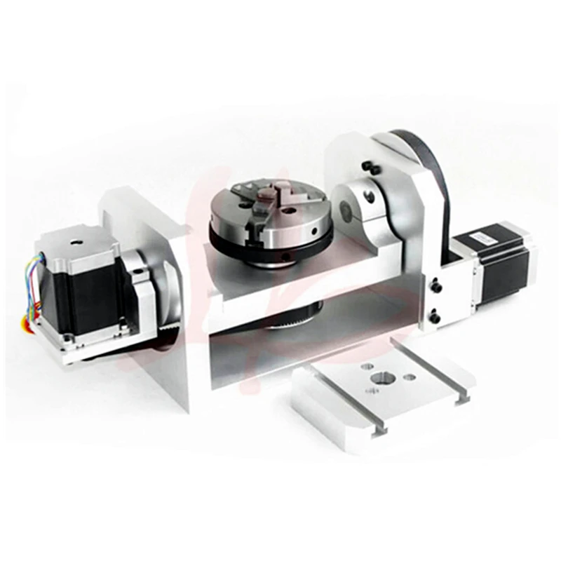 LY แกนหมุน 3jaw Chuck พร้อมตาราง 5th แกนหมุน 98 มม.ความสูงกลางสําหรับเครื่องแกะสลัก