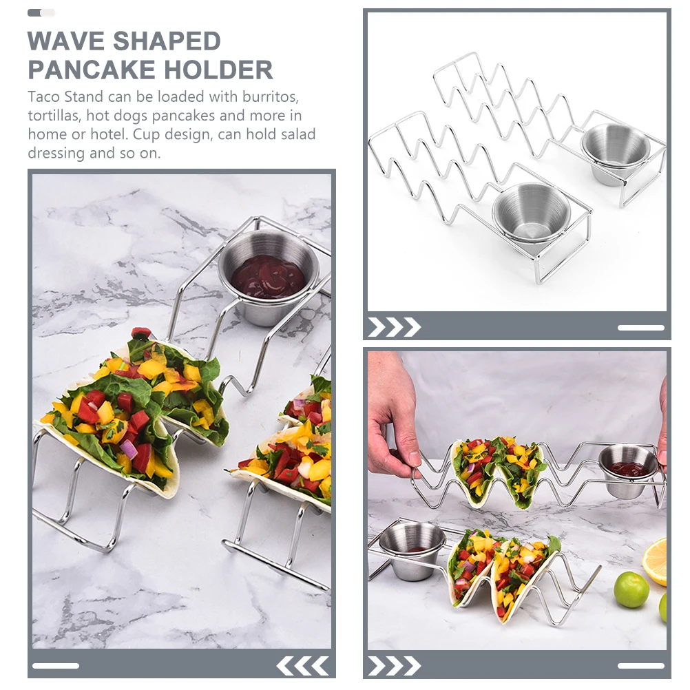 

Taco Stand Stainless Steel Tortilla Serving Tray Pancake Stand Burrito Holder Safe Space Saving Design