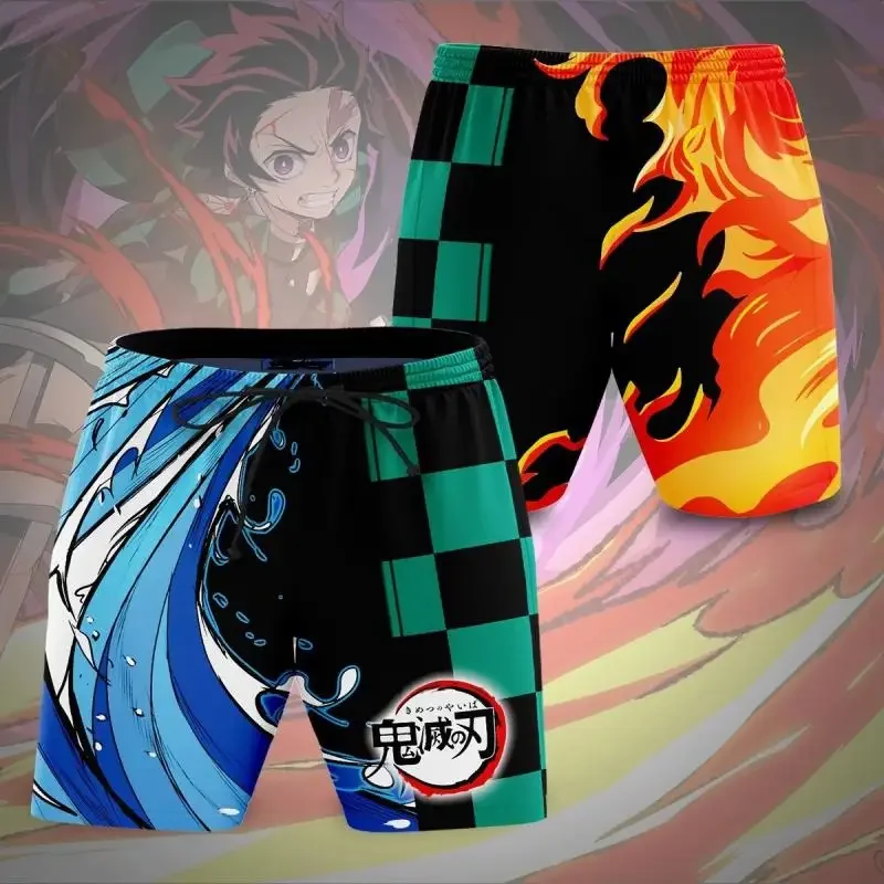 New Anime Demon Slayer Clothes Kamado Tanjirou Zenitsu Shinobu Ventilate Cool Print Loose Individuality Shorts Sweatpants Gift