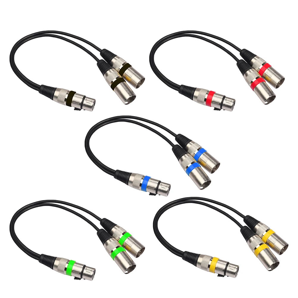 XLR Splitter Cable 1 Female To 2 Male 3 Pin XLR Female To Dual XLR Male Patch Y Cable Microphone Splitter Cord Mic Audio Cable