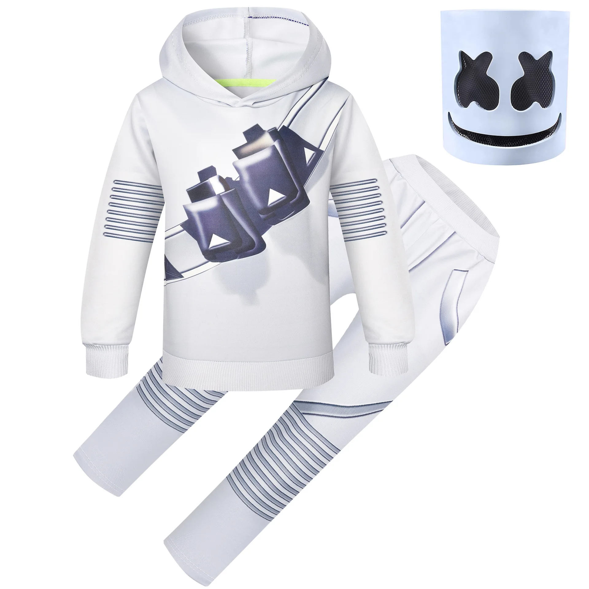 Halloween Kids Cosplay Costume Boys Marshmello DJ Interesting Costumes Mask Hoodies Suit Music Carnival Party Costume for Boys