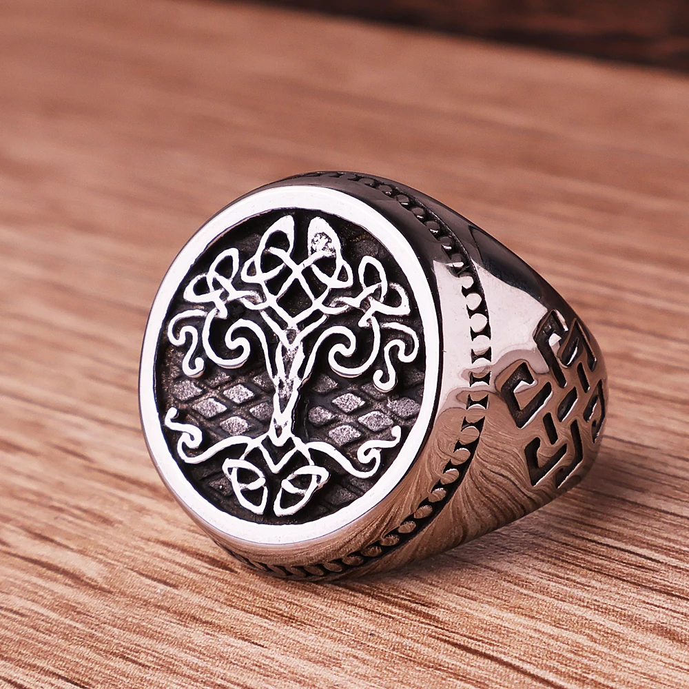 

Vintage Viking Tree of Life Rings for Men Stainless Steel Nordic Celtic Knot Ring Fashion Amulet Jewelry Gifts Dropshipping