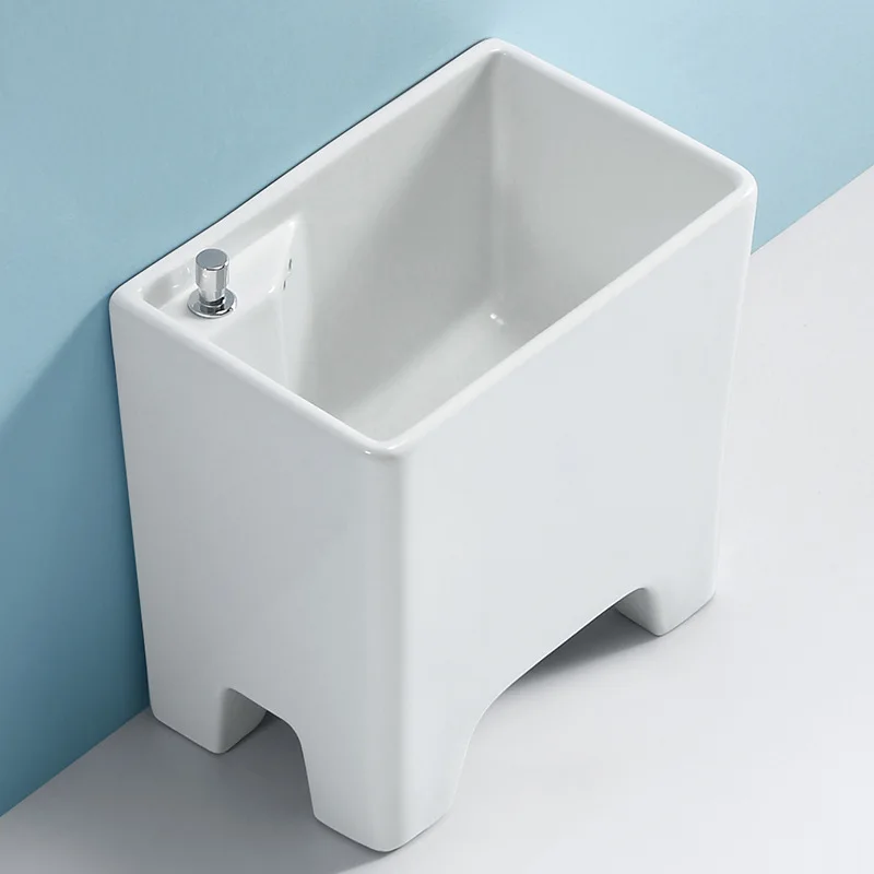 Household ceramic rectangular mop pool Balcony high foot solid color mop pool Bathroom floor washing mop Small sink basin