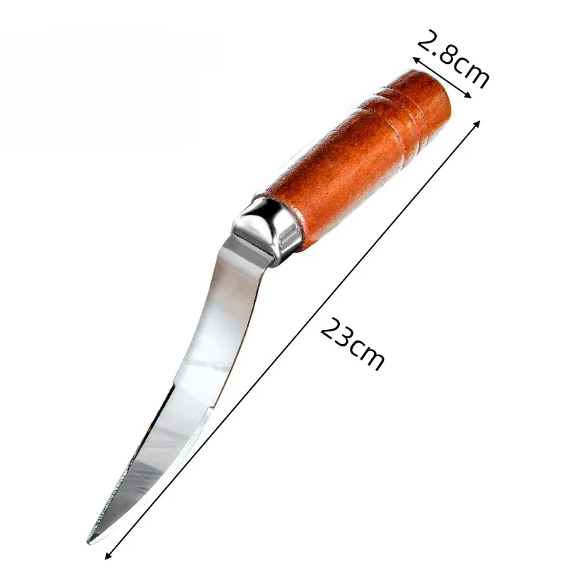 الفولاذ المقاوم للصدأ جوز الهند فتاحة سكين أدوات المطبخ المنزلية متعددة الوظائف مقبض خشبي مقشرة الفاكهة سكين جوز الهند الإبداعية