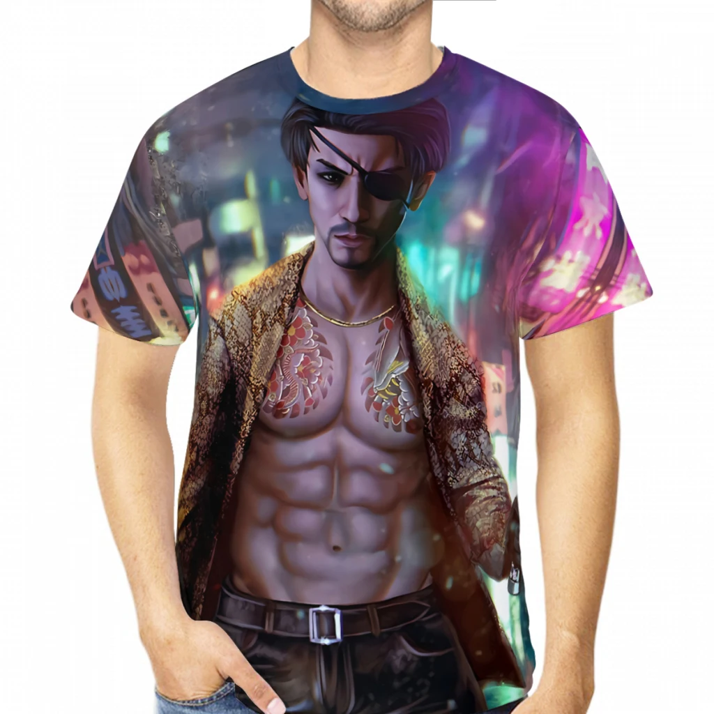 Yakuza Polyester TShirt for Men Majima Goro Soft Casual Thin T Shirt High Quality Fluffy