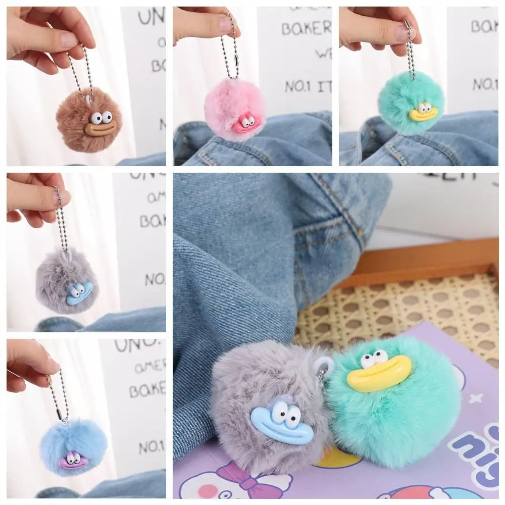 Fashion Cartoon Funny Clown Keychain Plushies Plush Stuffed Sausage Mouth Keyring Fluffy Kawaii Big Mouth Plush Pendant Girls