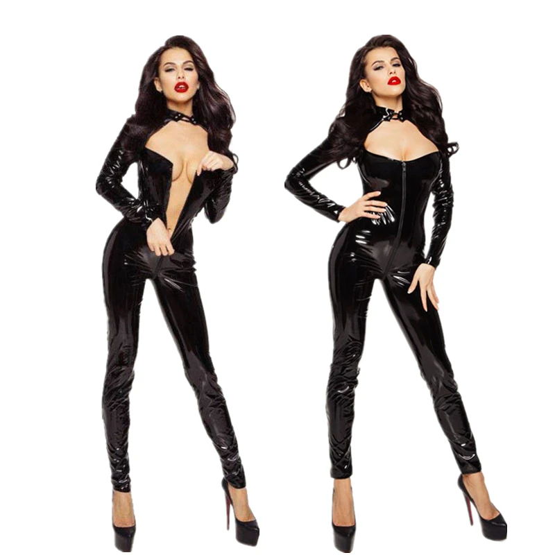 

Sexy Nightclub Ds Stage Costume Leather Bodysuit Bar Girl Performance Clothes Bla Wild Motorcycle Suit