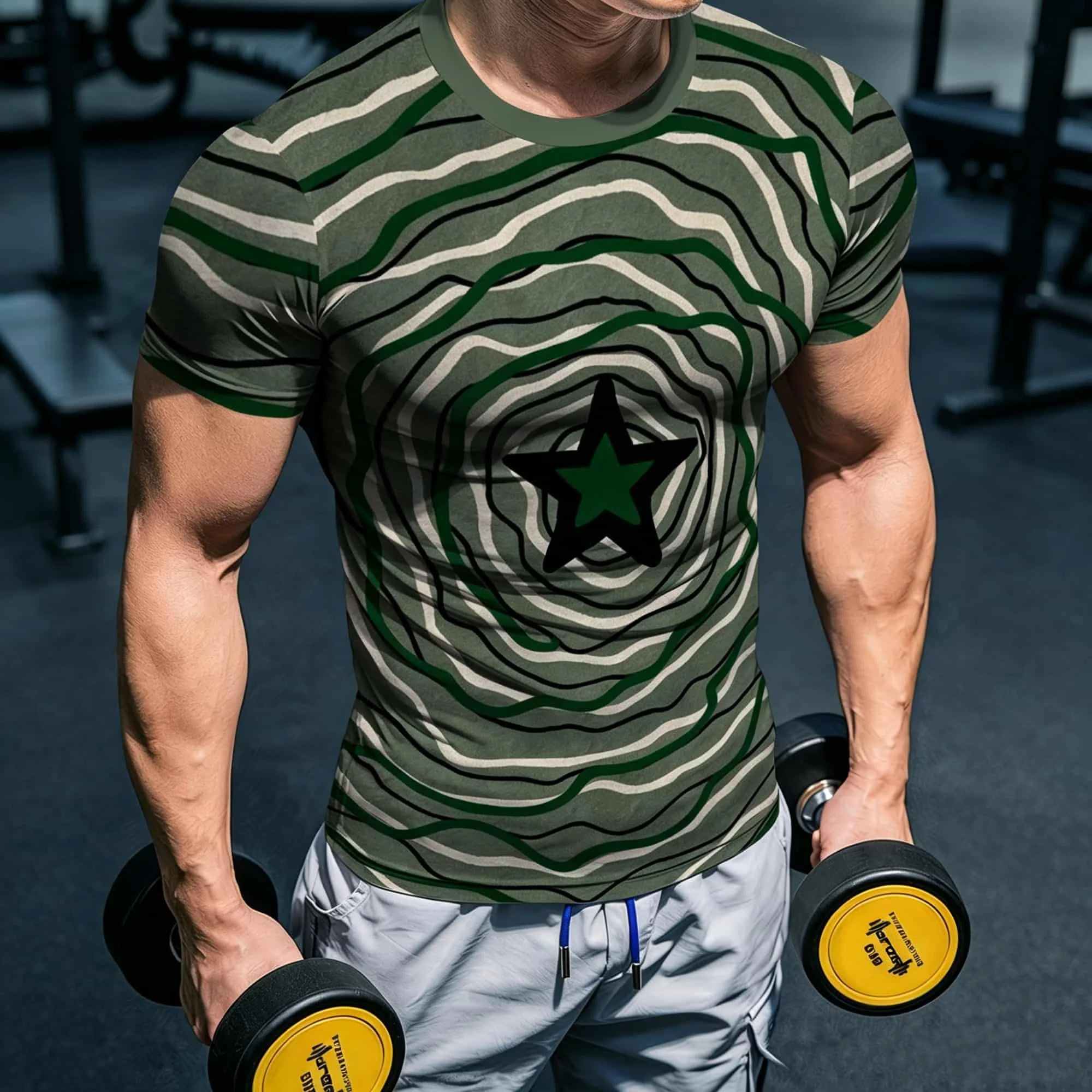 Tactical Camouflage Style Men T-Shirt 3D Digital Print Gym  Tops  Running Training Short Sleeve Tee