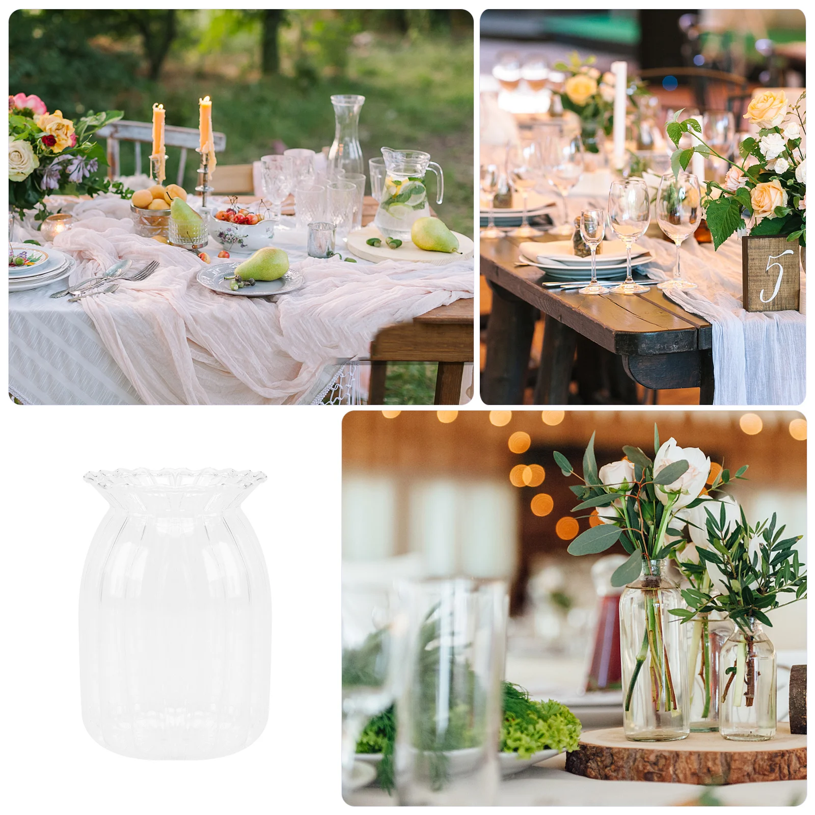 

1Pcs Glass Vase Transparent Delicate Flower Arrangement Container Decorative Vase Ornament Tabletop Adornment Desktop Adornment