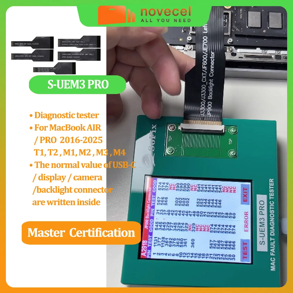 S-UEM3 PRO Motherboard Connector Fault Detector For MacBook AIR PRO T1 T2 M1 M2 M3 M4 Display Backlight Connector Repair Tools